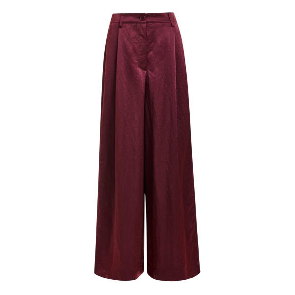 Essentiel Antwerp Burgundy wide-leg pants - Essentiel Antwerp Pants - Colorful Belgian Design - Shop at Luxury Shoes 