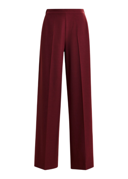 Essentiel Antwerp Burgundy wide-leg pants with pressed crease - Essentiel Antwerp Pants - Colorful Belgian Design - Shop at Luxury Shoes 
