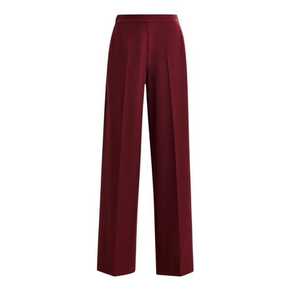 Essentiel Antwerp Burgundy wide-leg pants with pressed crease - Essentiel Antwerp Pants - Colorful Belgian Design - Shop at Luxury Shoes 
