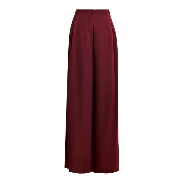 Essentiel Antwerp Burgundy wide-leg satin pants - Essentiel Antwerp Pants - Colorful Belgian Design - Shop at Luxury Shoes 