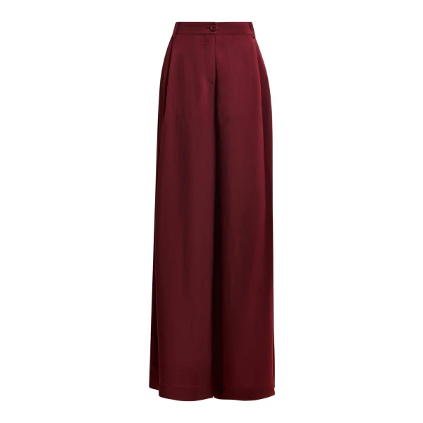 Essentiel Antwerp Burgundy wide-leg satin pants - Essentiel Antwerp Pants - Colorful Belgian Design - Shop at Luxury Shoes 