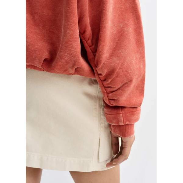 Essentiel Antwerp Burned orange cropped cotton sweatshirt with wrapback detail - Essentiel Antwerp Shirts - Colorful Belgian Design - Shop at Luxury Shoes 