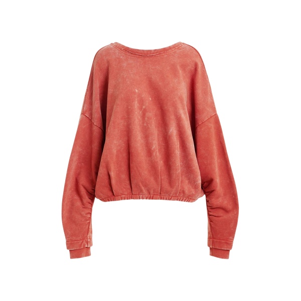 Essentiel Antwerp Burned orange cropped cotton sweatshirt with wrapback detail - Essentiel Antwerp Shirts - Colorful Belgian Design - Shop at Luxury Shoes 