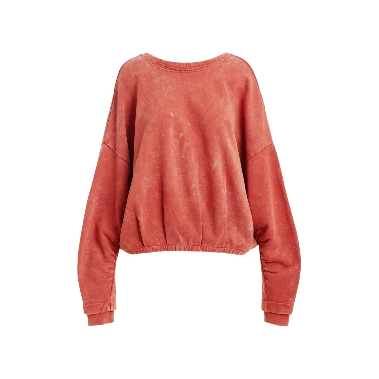 Essentiel Antwerp Burned orange cropped cotton sweatshirt with wrapback detail - Essentiel Antwerp Shirts - Colorful Belgian Design - Shop at Luxury Shoes 