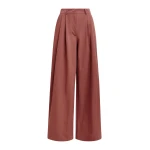 Essentiel Antwerp Burned orange pleated wide-leg pants - Essentiel Antwerp Pants - Colorful Belgian Design - Shop at Luxury Shoes 