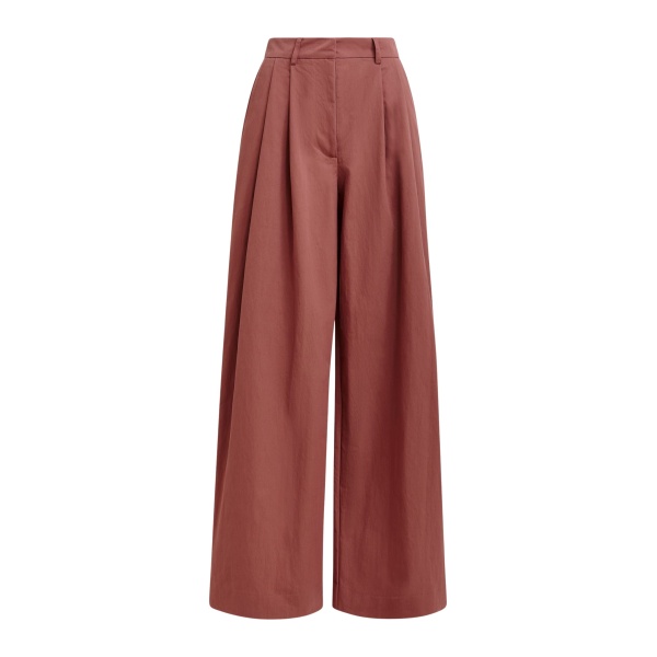 Essentiel Antwerp Burned orange pleated wide-leg pants - Essentiel Antwerp Pants - Colorful Belgian Design - Shop at Luxury Shoes 