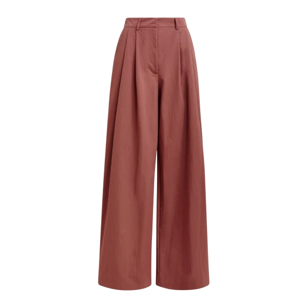 Essentiel Antwerp Burned orange pleated wide-leg pants - Essentiel Antwerp Pants - Colorful Belgian Design - Shop at Luxury Shoes 