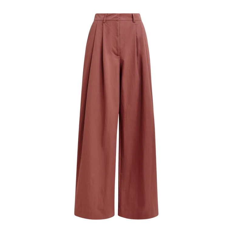 Essentiel Antwerp Burned orange pleated wide-leg pants - Essentiel Antwerp Pants - Colorful Belgian Design - Shop at Luxury Shoes 