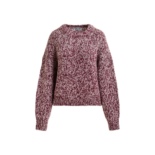 Essentiel Antwerp Burugndy and off-white melange wool-blend sweater - Essentiel Antwerp Knitwear - Colorful Belgian Design - Shop at Luxury Shoes 