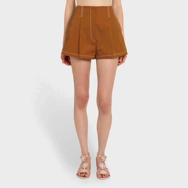 Giambattista Valli Camel Cotton Shorts - Giambattista Valli Shorts - Romantic Couture - Shop at Luxury Shoes 