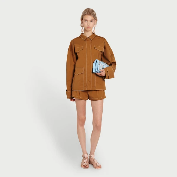 Giambattista Valli Camel Cotton Shorts - Giambattista Valli Shorts - Romantic Couture - Shop at Luxury Shoes 