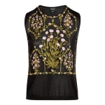 Giambattista Valli Cashmere And Silk Embroidered Treillage Black Tank Top - Giambattista Valli Tops - Romantic Couture - Shop at Luxury Shoes 