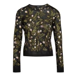 Giambattista Valli Cashmere And Silk Embroidered Treillage Black Top - Giambattista Valli Tops - Romantic Couture - Shop at Luxury Shoes 