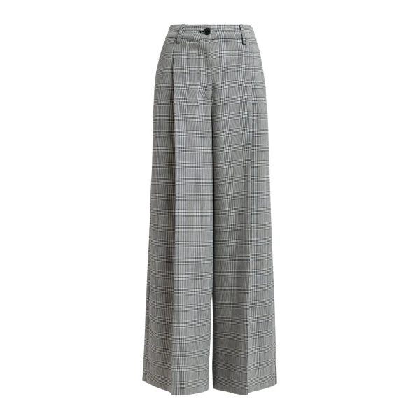 Essentiel Antwerp Checked grey and black wide-leg pants - Essentiel Antwerp Pants - Colorful Belgian Design - Shop at Luxury Shoes 