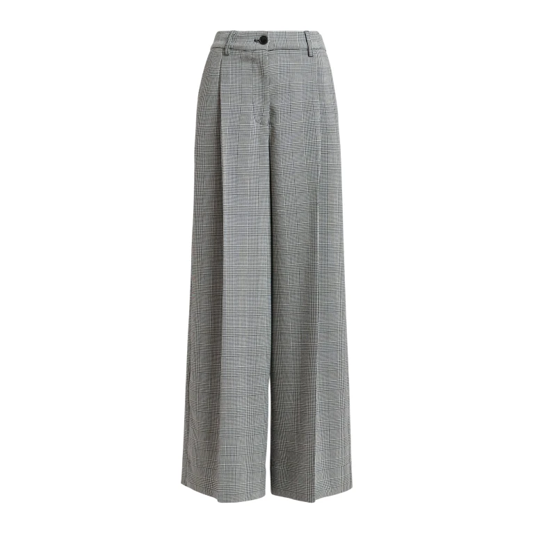 Essentiel Antwerp Checked grey and black wide-leg pants - Essentiel Antwerp Pants - Colorful Belgian Design - Shop at Luxury Shoes 