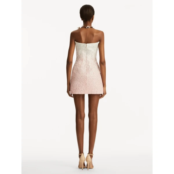 Oscar de la Renta Cherry Blossom Sequin Cocktail Dress - Oscar de la Renta Dresses - American Couture - Shop at Luxury Shoes 