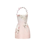 Oscar de la Renta Cherry Blossom Sequin Cocktail Dress - Oscar de la Renta Dresses - American Couture - Shop at Luxury Shoes 