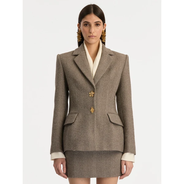 Oscar de la Renta Chevron Cashmere-Blend Jacket - Oscar de la Renta Jackets - American Couture - Shop at Luxury Shoes 