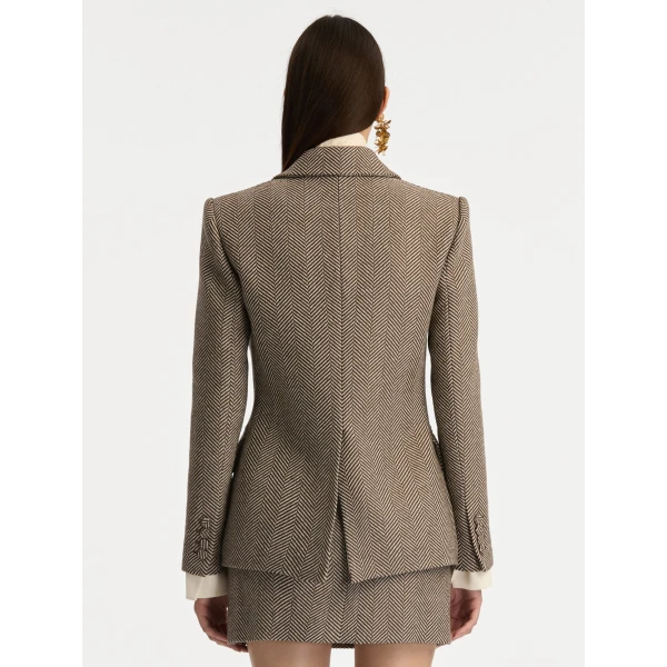 Oscar de la Renta Chevron Cashmere-Blend Jacket - Oscar de la Renta Jackets - American Couture - Shop at Luxury Shoes 