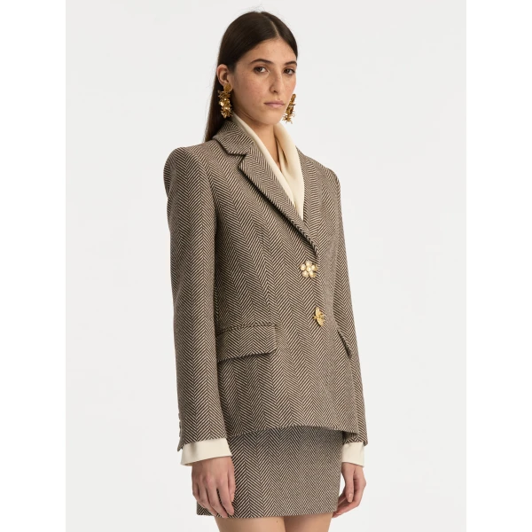 Oscar de la Renta Chevron Cashmere-Blend Jacket - Oscar de la Renta Jackets - American Couture - Shop at Luxury Shoes 