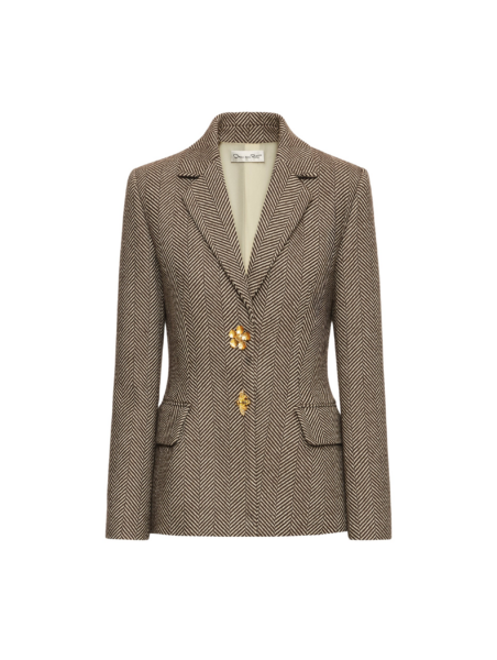 Oscar de la Renta Chevron Cashmere-Blend Jacket - Oscar de la Renta Jackets - American Couture - Shop at Luxury Shoes 