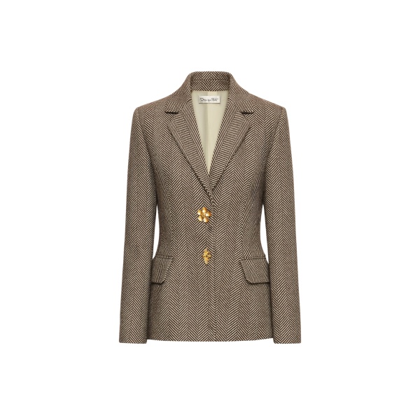 Oscar de la Renta Chevron Cashmere-Blend Jacket - Oscar de la Renta Jackets - American Couture - Shop at Luxury Shoes 