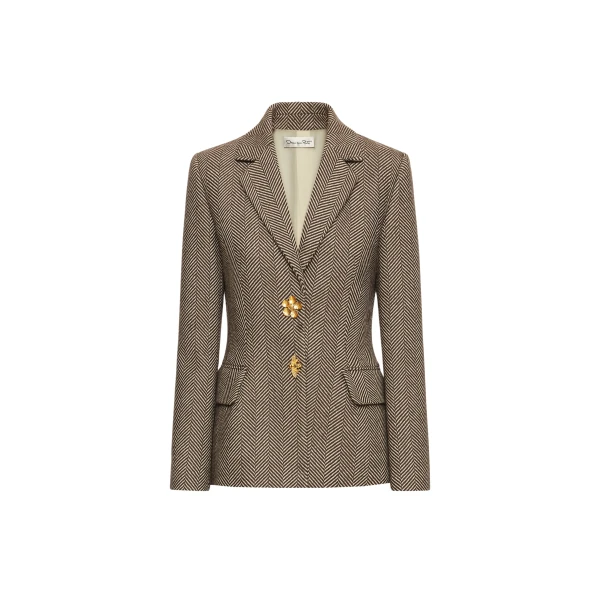 Oscar de la Renta Chevron Cashmere-Blend Jacket - Oscar de la Renta Jackets - American Couture - Shop at Luxury Shoes 
