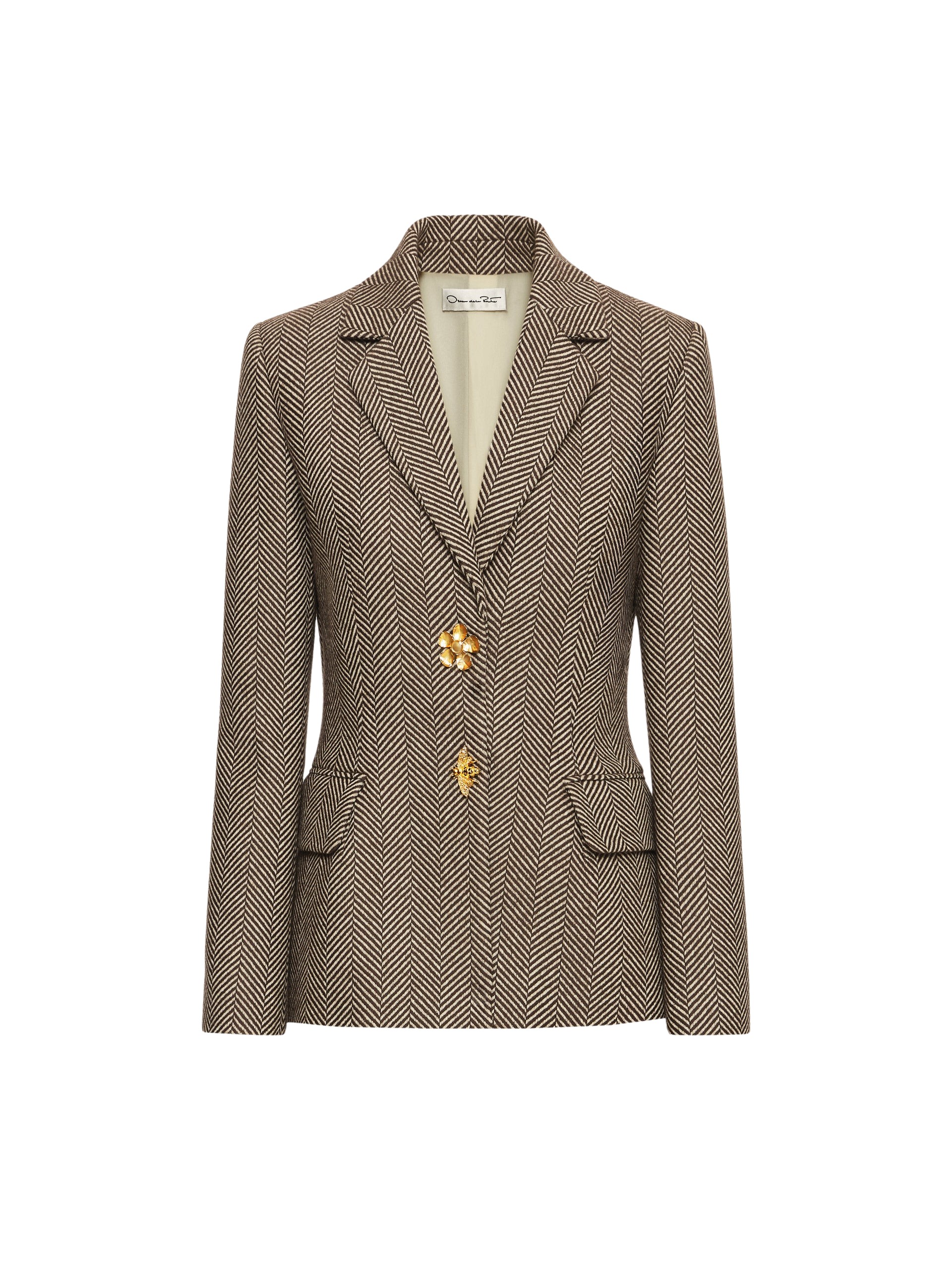 Oscar de la Renta Chevron Cashmere-Blend Jacket