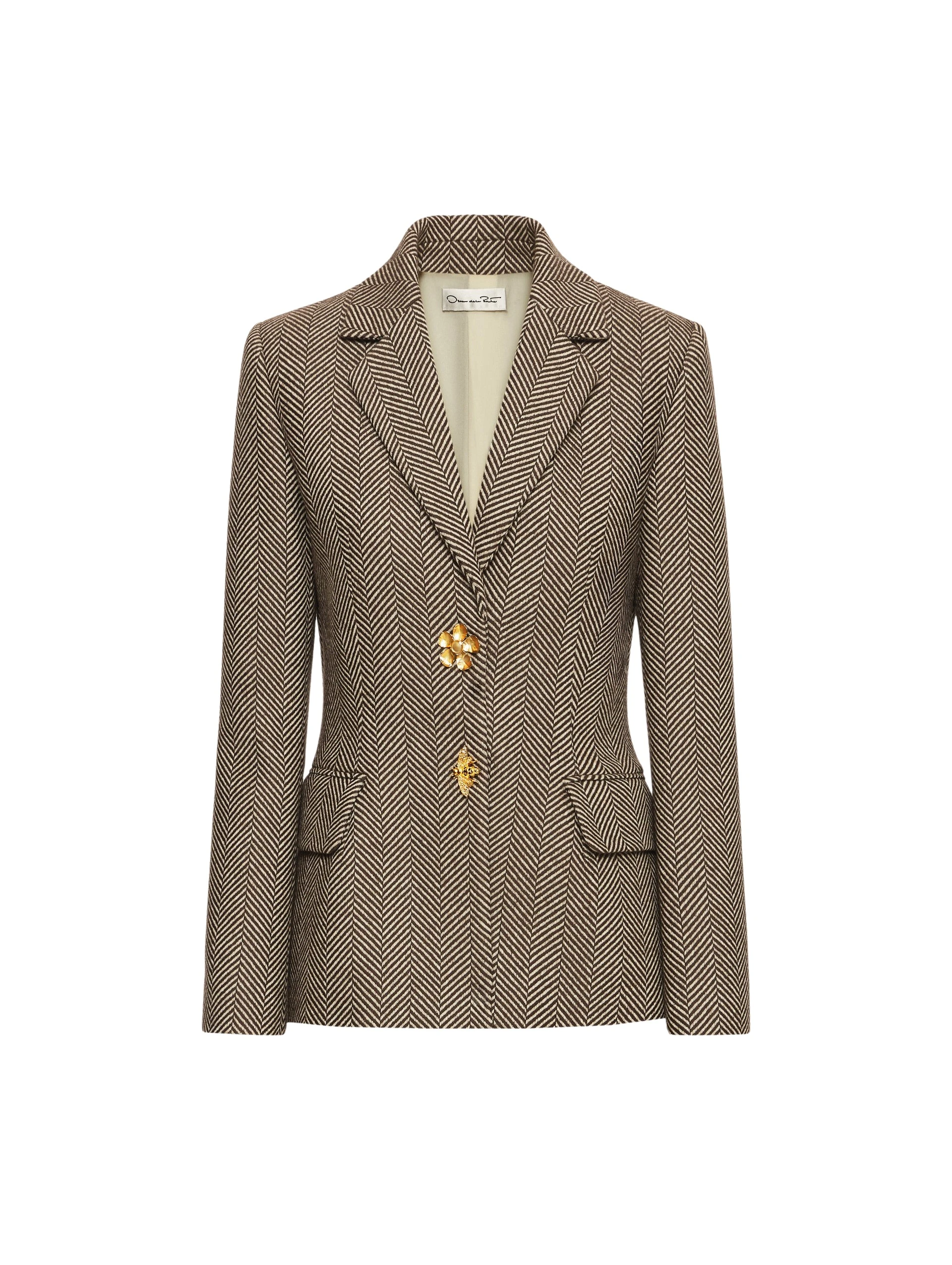 Chevron-Cashmere-Blend-Jacket-Oscar-de-la-Renta-Jackets89147_nobg Oscar de la Renta Chevron Cashmere-Blend Jacket - Oscar de la Renta Jackets - American Couture - Shop at Luxury Shoes