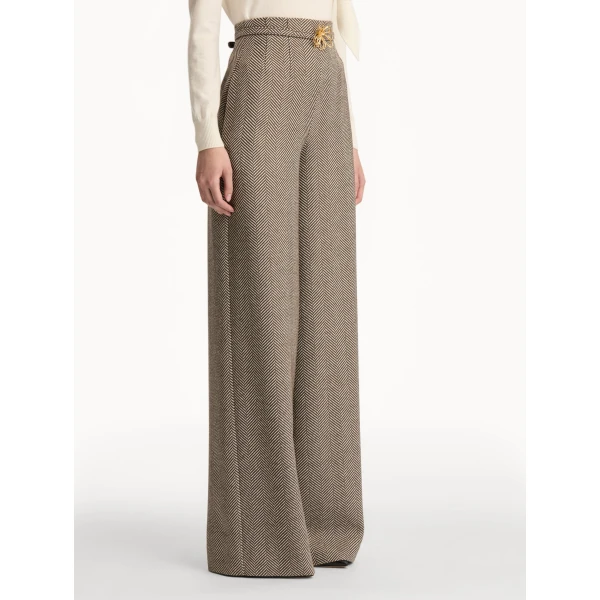 Oscar de la Renta Chevron Cashmere-Blend Pant - Oscar de la Renta Pants - American Couture - Shop at Luxury Shoes 
