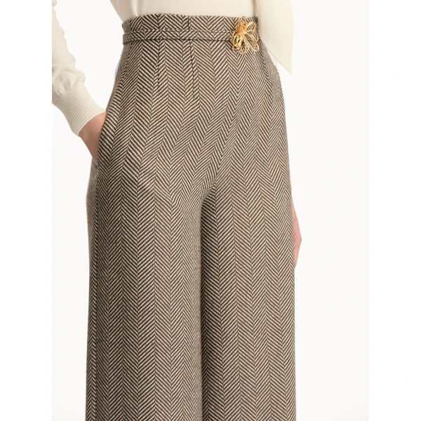 Oscar de la Renta Chevron Cashmere-Blend Pant - Oscar de la Renta Pants - American Couture - Shop at Luxury Shoes 