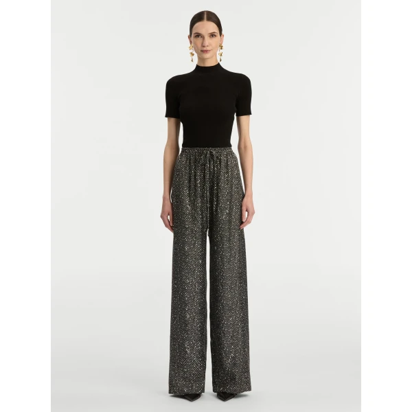 Oscar de la Renta Chevron Silk Twill Drawstring Pant - Oscar de la Renta Pants - American Couture - Shop at Luxury Shoes 