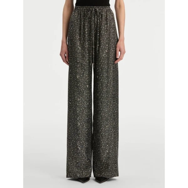 Oscar de la Renta Chevron Silk Twill Drawstring Pant - Oscar de la Renta Pants - American Couture - Shop at Luxury Shoes 