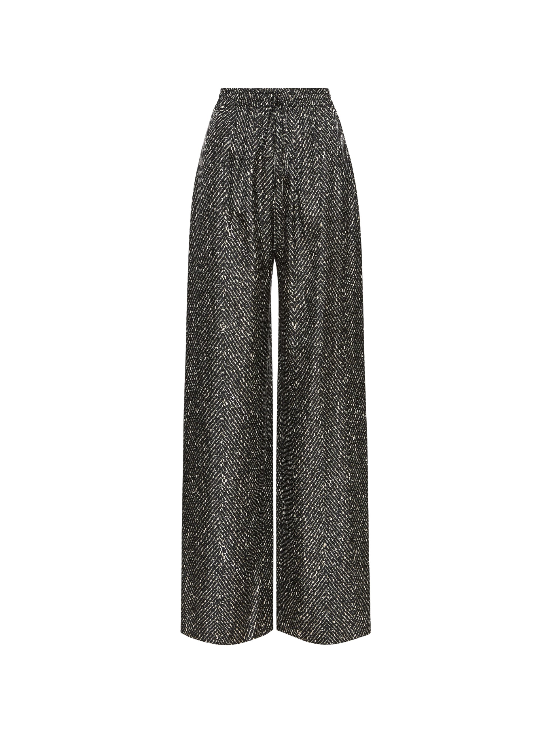 Oscar de la Renta Chevron Silk Twill Drawstring Pant
