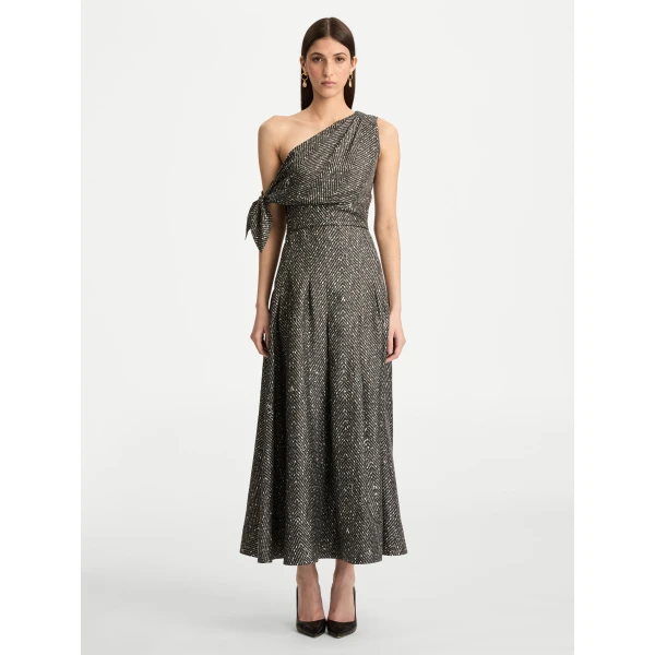 Oscar de la Renta Chevron Silk Twill Dress - Oscar de la Renta Dresses - American Couture - Shop at Luxury Shoes 