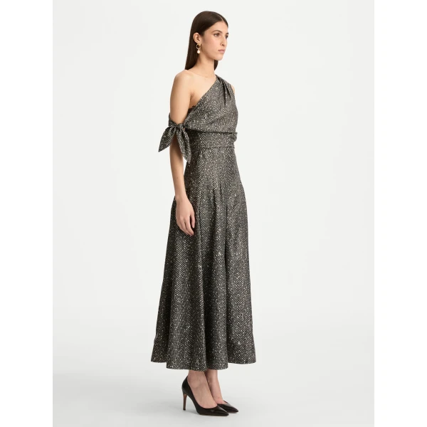 Oscar de la Renta Chevron Silk Twill Dress - Oscar de la Renta Dresses - American Couture - Shop at Luxury Shoes 
