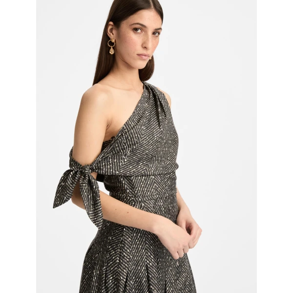 Oscar de la Renta Chevron Silk Twill Dress - Oscar de la Renta Dresses - American Couture - Shop at Luxury Shoes 