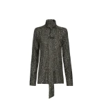 Oscar de la Renta Chevron Tie-Neck Silk Twill Blouse - Oscar de la Renta Tops - American Couture - Shop at Luxury Shoes 