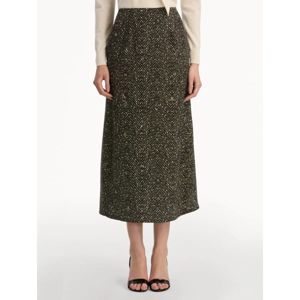 Oscar de la Renta Chevron Wool Skirt - Oscar de la Renta Skirts - American Couture - Shop at Luxury Shoes 