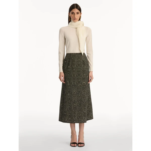 Oscar de la Renta Chevron Wool Skirt - Oscar de la Renta Skirts - American Couture - Shop at Luxury Shoes 