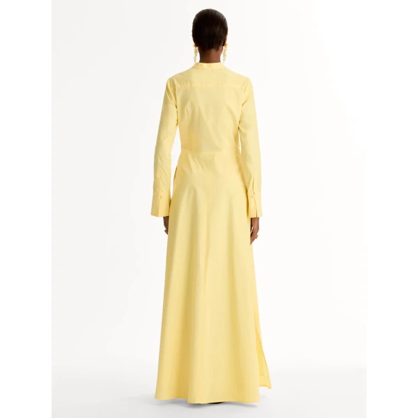 Oscar de la Renta Chiné Cyclamen Cotton Poplin Caftan - Oscar de la Renta Dresses - American Couture - Shop at Luxury Shoes 