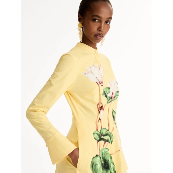 Oscar de la Renta Chiné Cyclamen Cotton Poplin Caftan - Oscar de la Renta Dresses - American Couture - Shop at Luxury Shoes 
