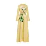 Oscar de la Renta Chiné Cyclamen Cotton Poplin Caftan - Oscar de la Renta Dresses - American Couture - Shop at Luxury Shoes 