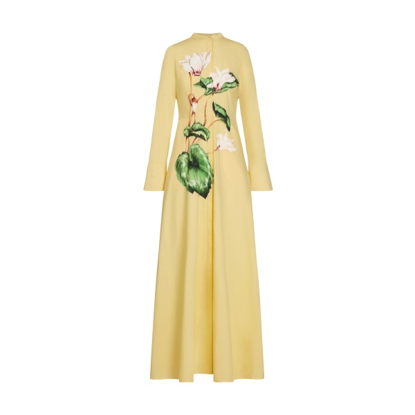 Oscar de la Renta Chiné Cyclamen Cotton Poplin Caftan - Oscar de la Renta Dresses - American Couture - Shop at Luxury Shoes 