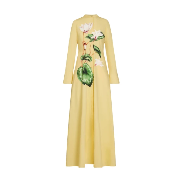 Oscar de la Renta Chiné Cyclamen Cotton Poplin Caftan - Oscar de la Renta Dresses - American Couture - Shop at Luxury Shoes 