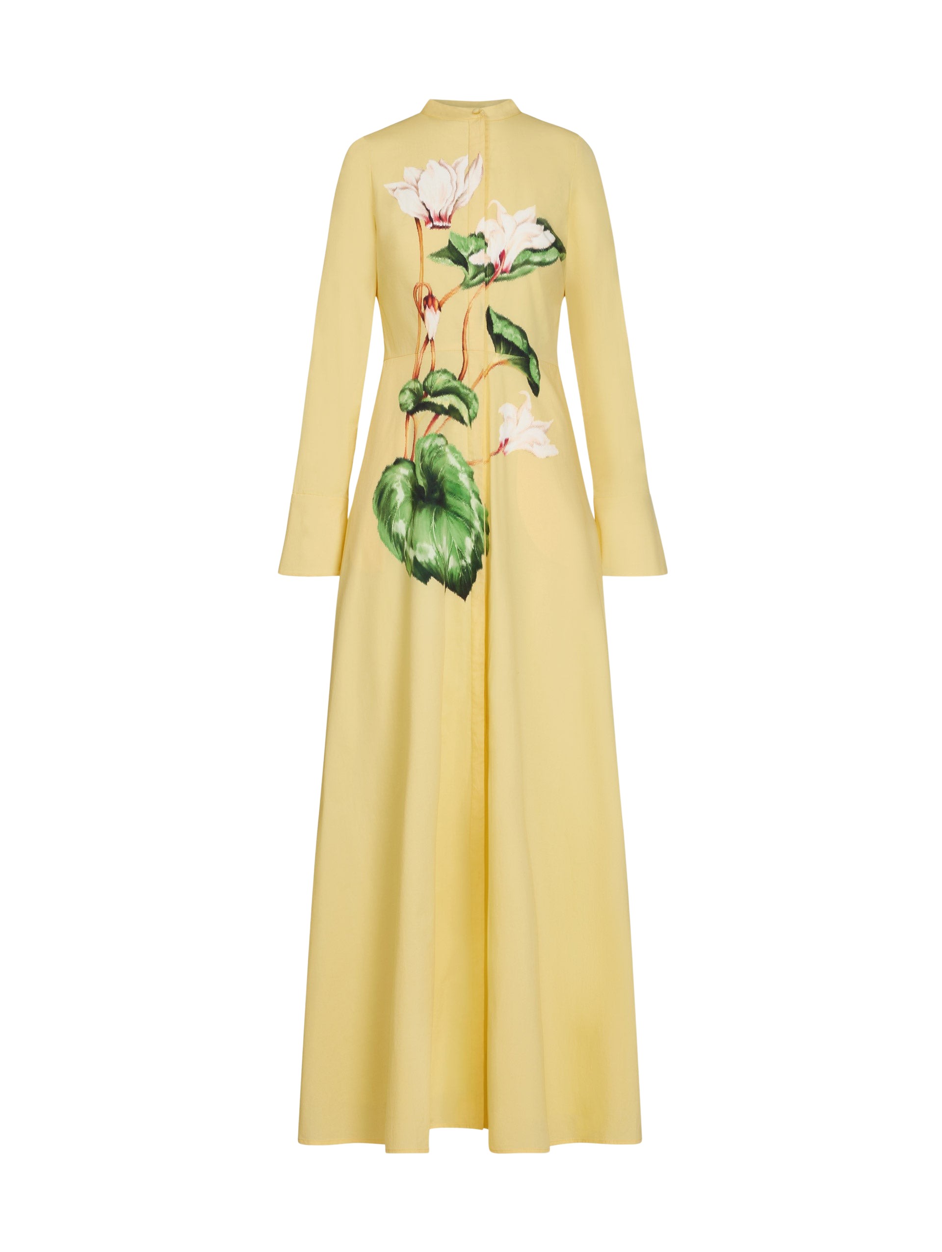 Oscar de la Renta Chiné Cyclamen Cotton Poplin Caftan - Oscar de la Renta Dresses - American Couture - Shop at Luxury Shoes 