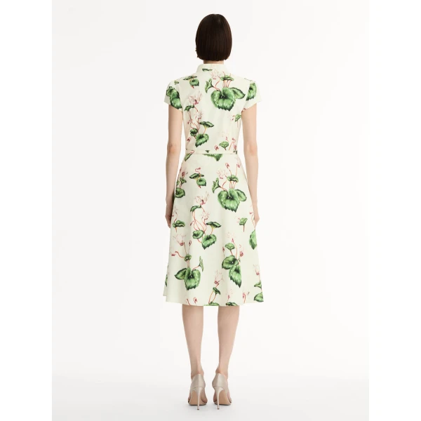 Oscar de la Renta Chiné Cyclamen Cotton Poplin Cap Sleeve Dress - Oscar de la Renta Dresses - American Couture - Shop at Luxury Shoes 