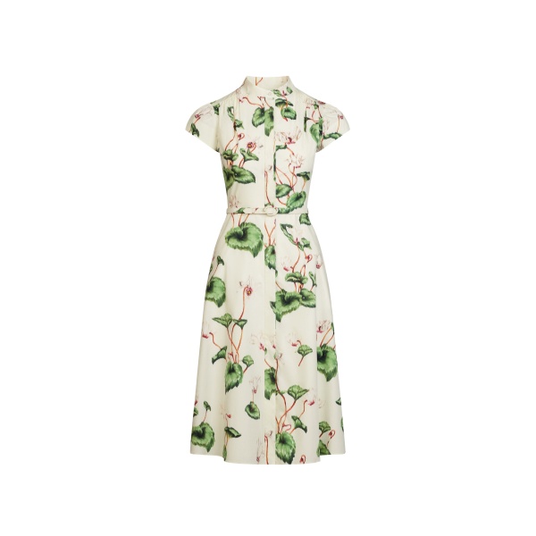 Oscar de la Renta Chiné Cyclamen Cotton Poplin Cap Sleeve Dress - Oscar de la Renta Dresses - American Couture - Shop at Luxury Shoes 
