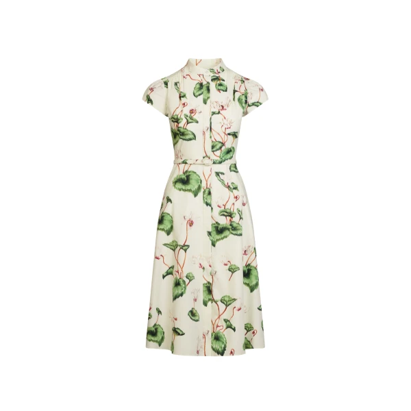 Oscar de la Renta Chiné Cyclamen Cotton Poplin Cap Sleeve Dress - Oscar de la Renta Dresses - American Couture - Shop at Luxury Shoes 