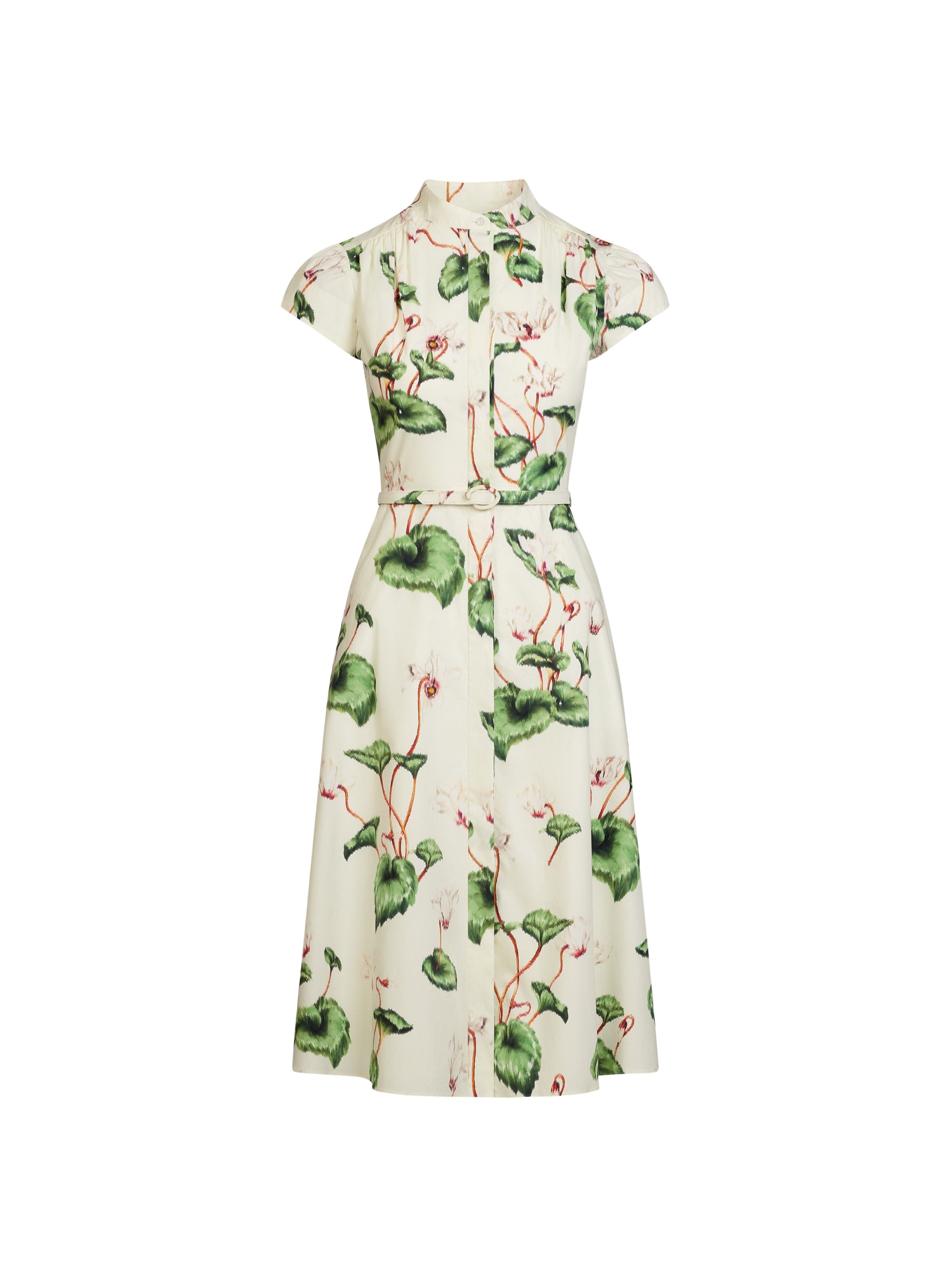 Oscar de la Renta Chiné Cyclamen Cotton Poplin Cap Sleeve Dress - Oscar de la Renta Dresses - American Couture - Shop at Luxury Shoes 